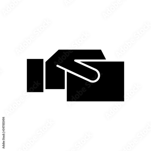 card in the hand icon in black flat design on white background