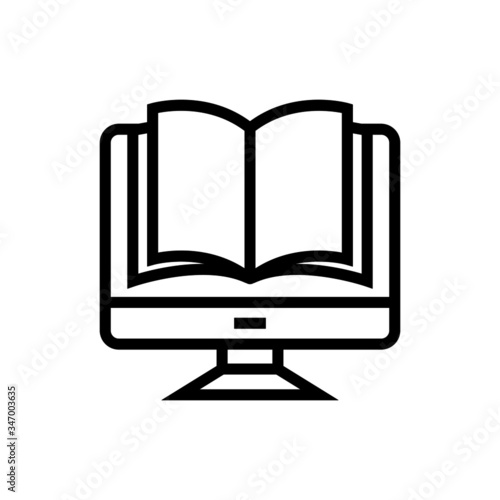 ebook icon, electronic education, online learning  icon in linear style on white background