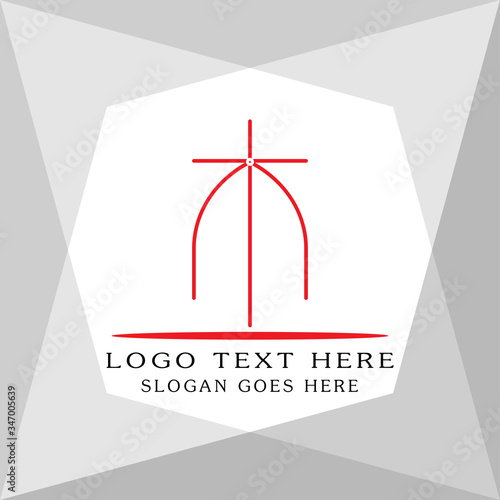 vector illustration of a cross icon and an abstract background.