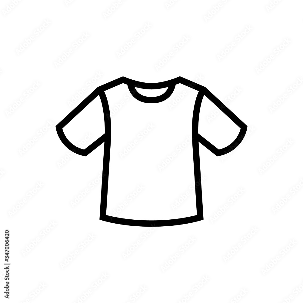 Tshirt icon in trendy flat syle in linear style on white background Tshirt icon in trendy flat syle in linear style on white background