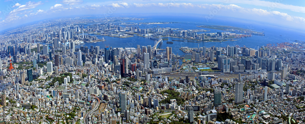 Fototapeta premium 高輪周辺より東京湾を望む・都市パノラマ・空撮