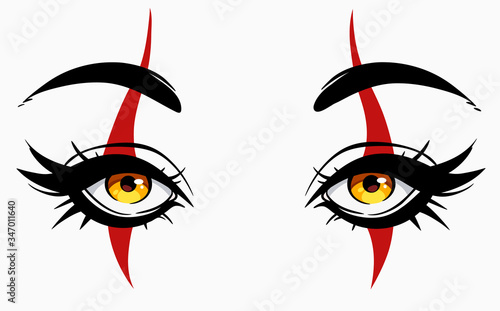 human eyes with clown makeup
