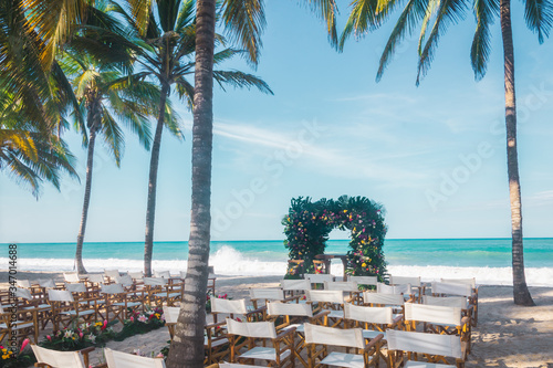 tropical beach with palm trees