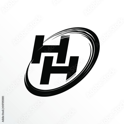 Initial Letter HH Brush Effect Logo Design	
