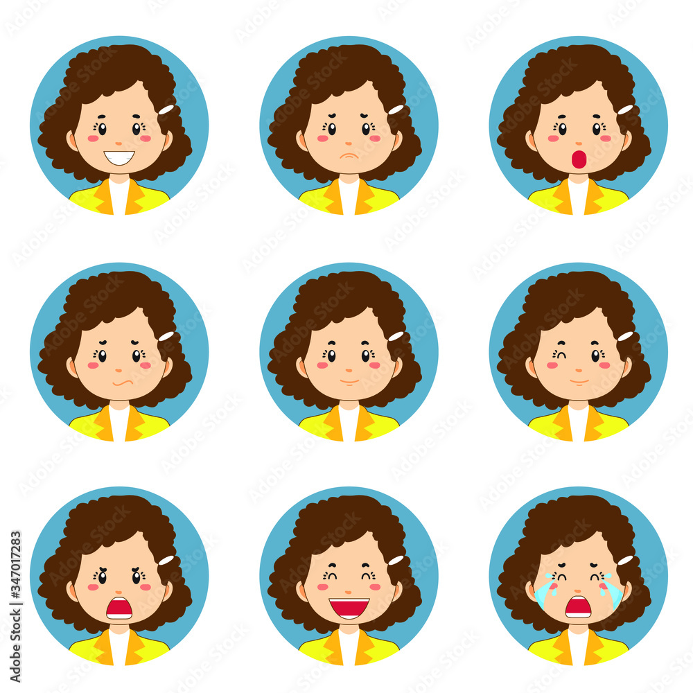Business Woman Avatar With Various Expression Business Woman Avatar With Various Expression