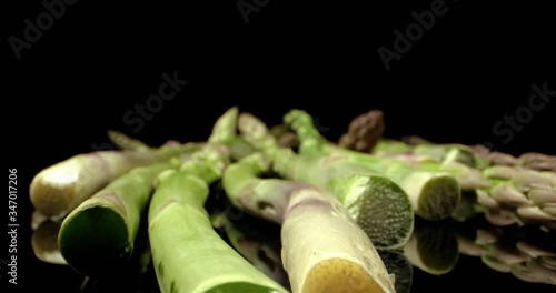 Fresh Asparagus green long vegetable super macro close up photo