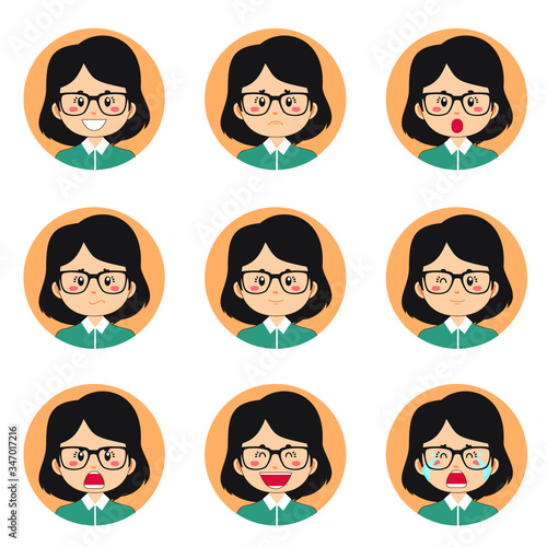 Business Woman Avatar With Various Expression