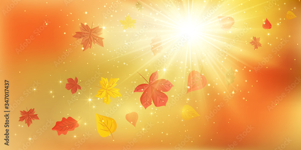 Naklejka premium Banners with fall leaves. Autumn background. Fall Abstract autumnal background with colorful leaves, on wind. EPS 10