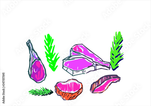 Lamb Chops with bone and a red meat loaves.