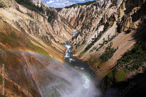 Shiny rainbow over the Grand Canyon of Yellowstone
