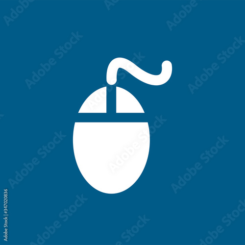 Mouse Icon On Blue Background. Blue Flat Style Vector Illustration