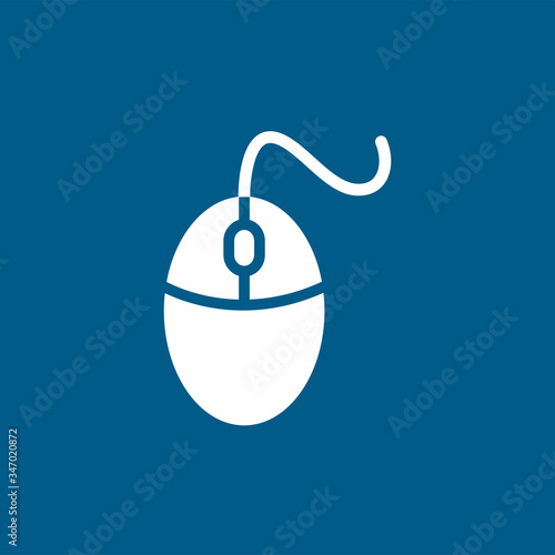 Mouse Icon On Blue Background. Blue Flat Style Vector Illustration