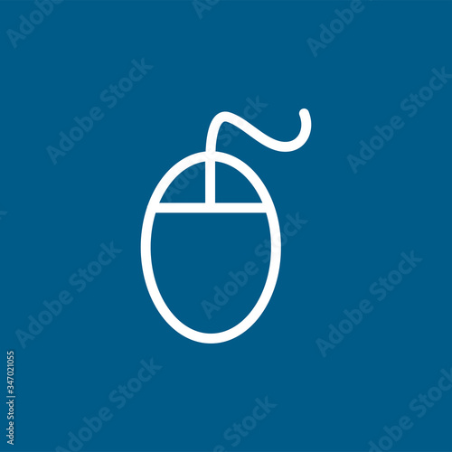 Mouse Line Icon On Blue Background. Blue Flat Style Vector Illustration