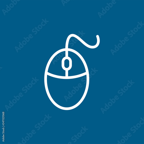 Mouse Line Icon On Blue Background. Blue Flat Style Vector Illustration