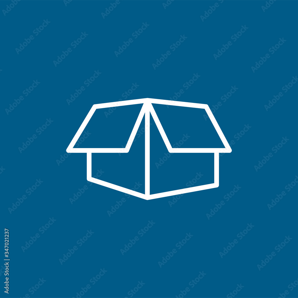 Open Box Line Icon On Blue Background. Blue Flat Style Vector Illustration Open Box Line Icon On Blue Background. Blue Flat Style Vector Illustration