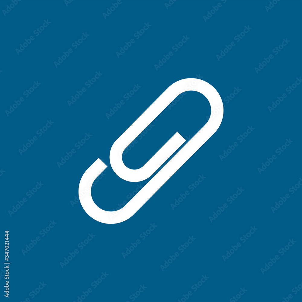 Paper Clip Icon On Blue Background. Blue Flat Style Vector Illustration Paper Clip Icon On Blue Background. Blue Flat Style Vector Illustration