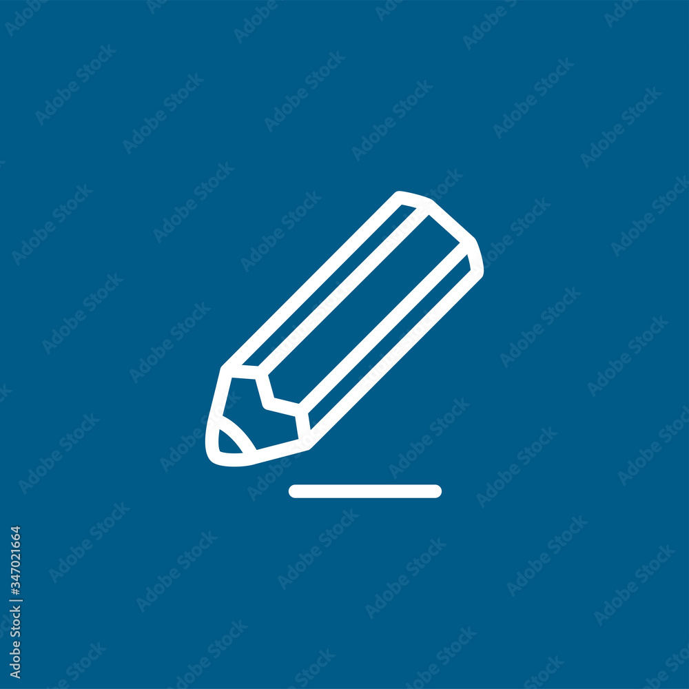 Pencil Line Icon On Blue Background. Blue Flat Style Vector Illustration Pencil Line Icon On Blue Background. Blue Flat Style Vector Illustration