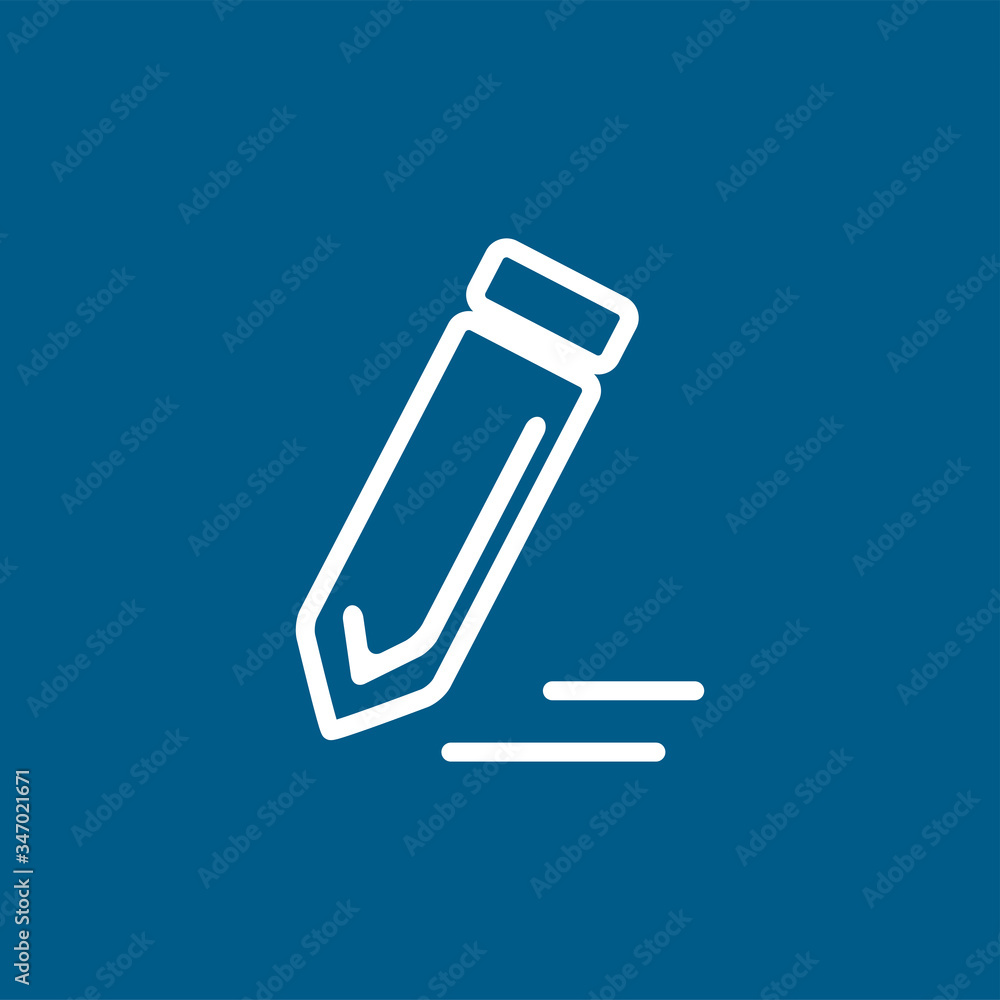 Pencil Line Icon On Blue Background. Blue Flat Style Vector Illustration Pencil Line Icon On Blue Background. Blue Flat Style Vector Illustration