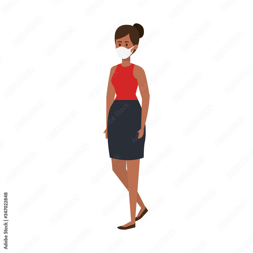 young woman afro using face mask isolated icon vector illustration design young woman afro using face mask isolated icon vector illustration design