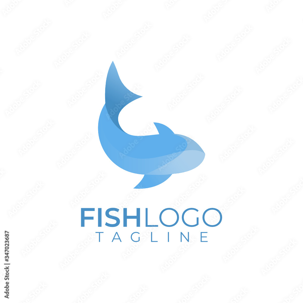 Colorful abstract fish logo with isolated black background logo design template Colorful abstract fish logo with isolated black background logo design template