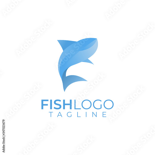Colorful abstract fish logo with isolated black background logo design template © Guavanaboy