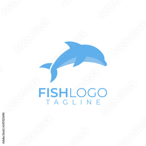 Colorful abstract fish logo with isolated black background logo design template