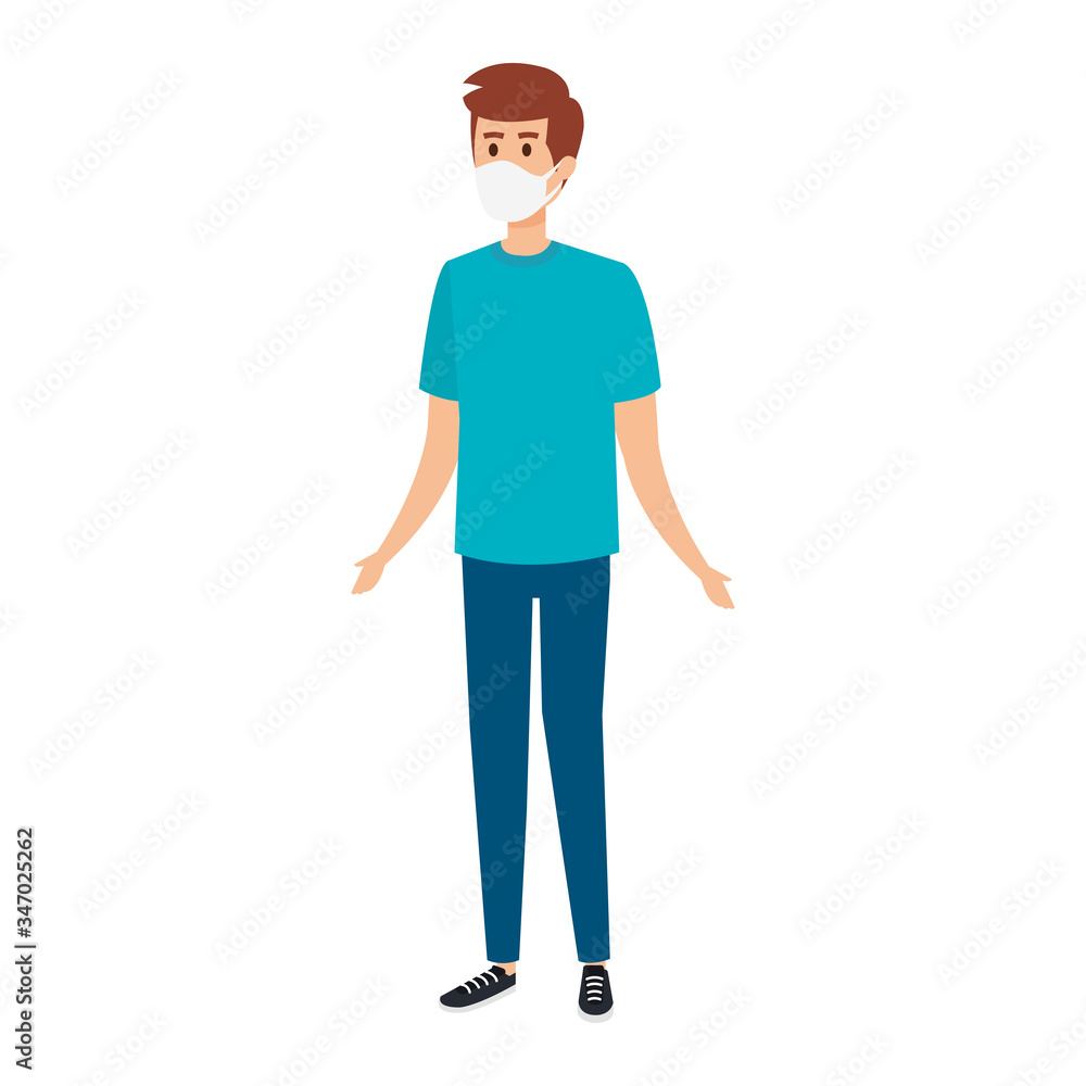 young man using face mask isolated icon vector illustration design young man using face mask isolated icon vector illustration design