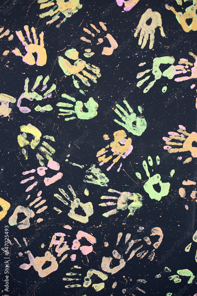 Colorful hand painting on black background. Colorful hand painting on black background.