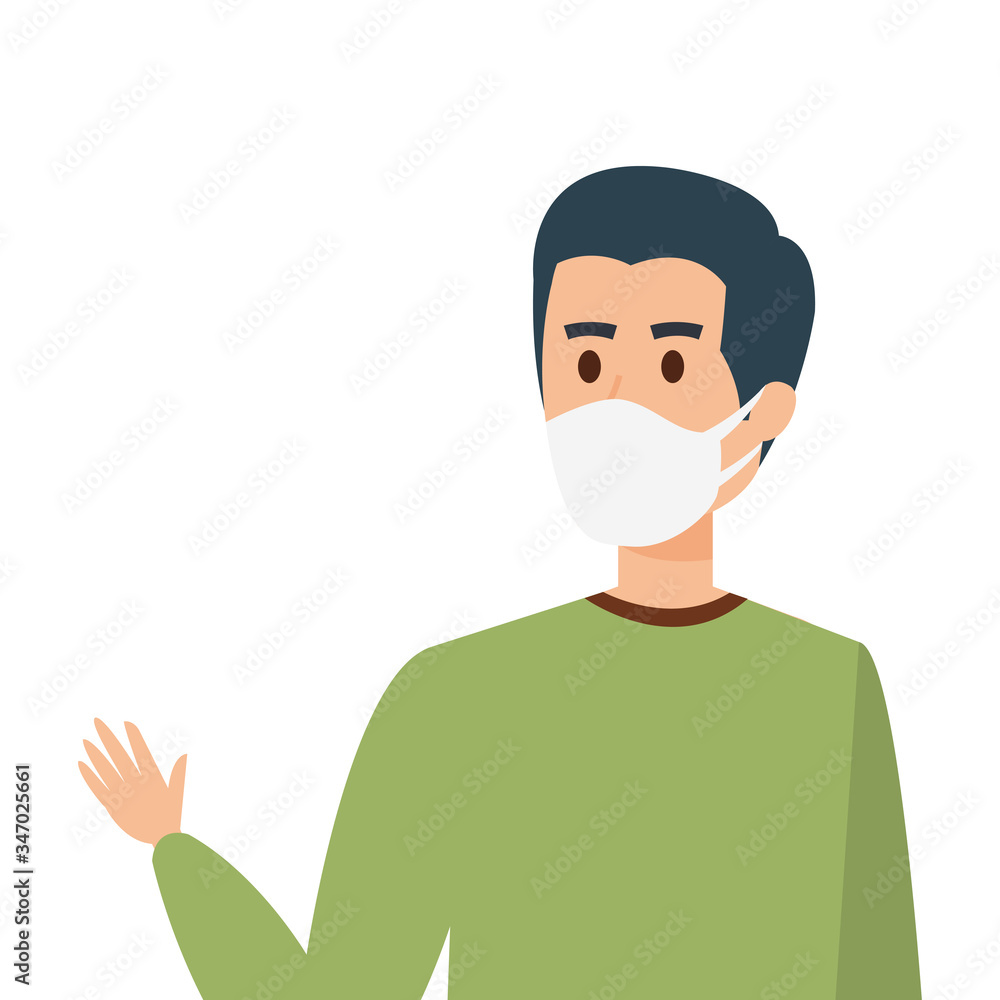young man using face mask isolated icon vector illustration design young man using face mask isolated icon vector illustration design