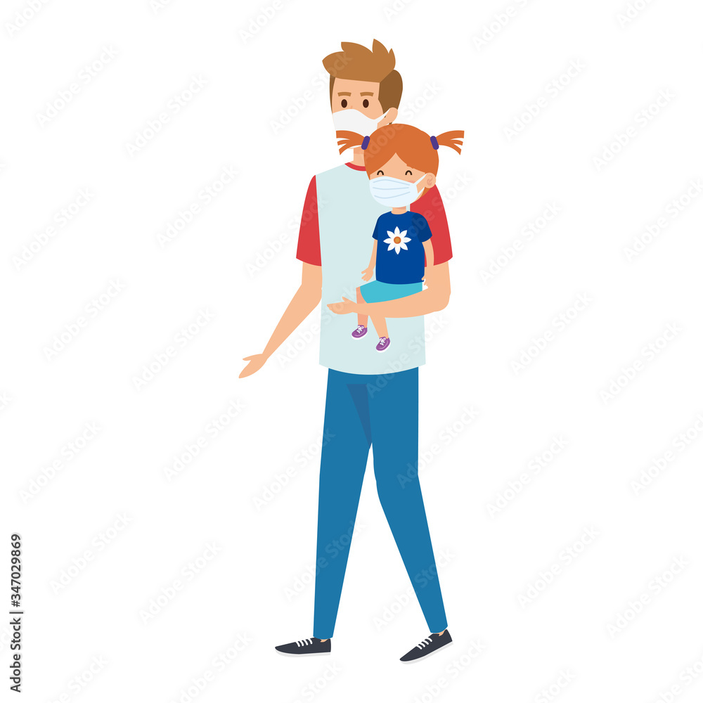 father with daughter using face mask vector illustration design father with daughter using face mask vector illustration design