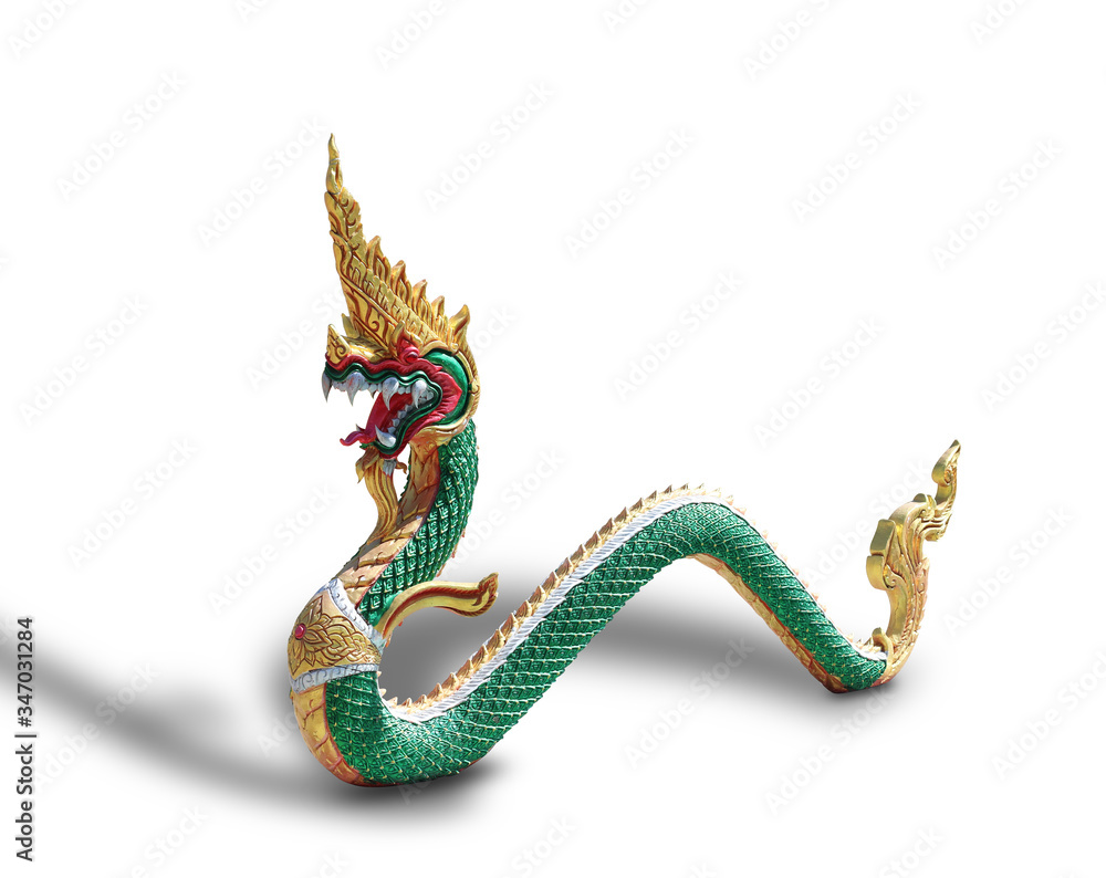 Serpent, Naga statue isolated on white background, This has clipping path. Serpent, Naga statue isolated on white background, This has clipping path.