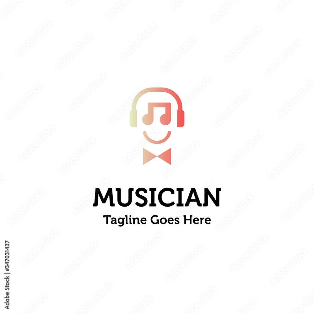music note and headset as musician face logo icon vector template music note and headset as musician face logo icon vector template
