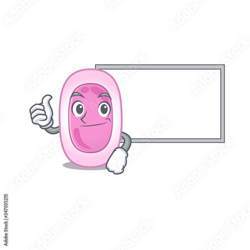 Humorous bordetela pertussis cartoon design Thumbs up bring a white board