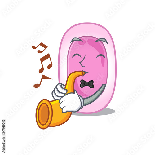 Talented musician of bordetela pertussis cartoon design playing a trumpet