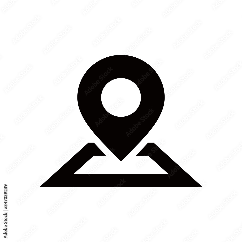 Map with pin geo locate, pointer icon on white background. vector illustration. Map with pin geo locate, pointer icon on white background. vector illustration.