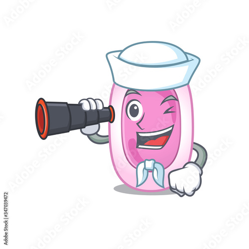 A cartoon icon of bordetela pertussis Sailor with binocular