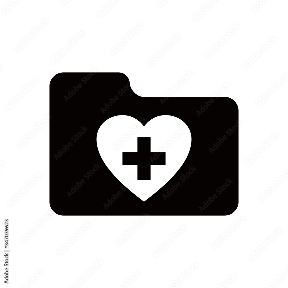 Fototapeta premium Heart with cross & Folder symbol. Medical & Healthcare pharmacy logo design template. medicine logo, medical icon. Logo design template for clinic. 