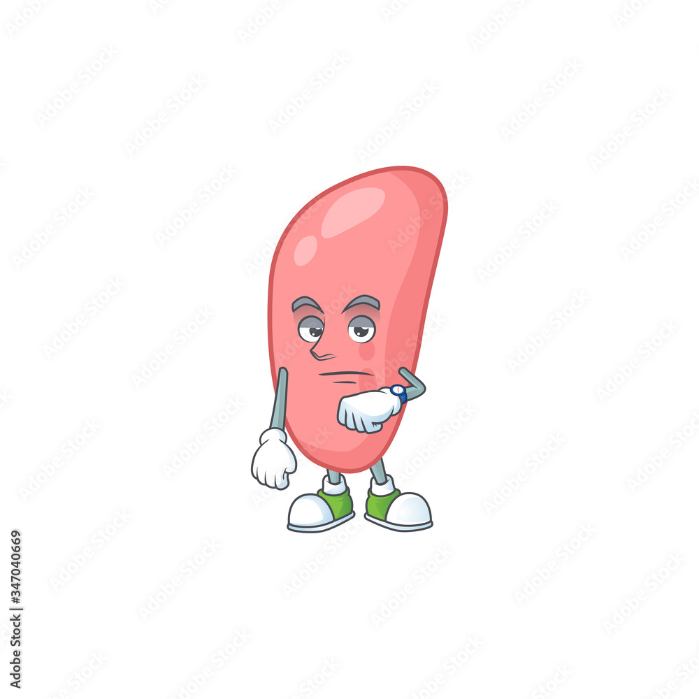 Neisseria gonorhoeae with waiting gesture cartoon mascot design concept Neisseria gonorhoeae with waiting gesture cartoon mascot design concept