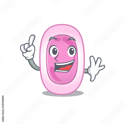 Bordetela pertussis mascot character design with one finger gesture