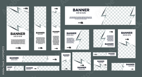 set of creative web banners of standard size with a place for photos. Vertical, horizontal and square template. vector illustration
