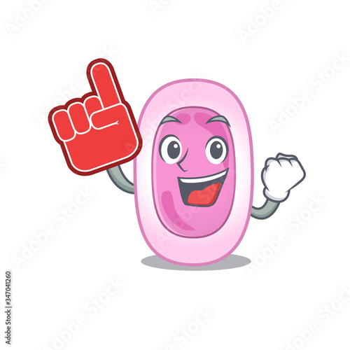 Bordetela pertussis presented in cartoon character design with Foam finger