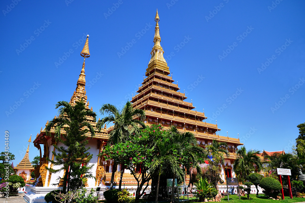 Phra Mahathat Kaen Nakorn at Wat Nong Waeng a royal temple in Khon Kaen Province, Thailand where the relics of Lord Buddha and important Buddhist scriptures are located