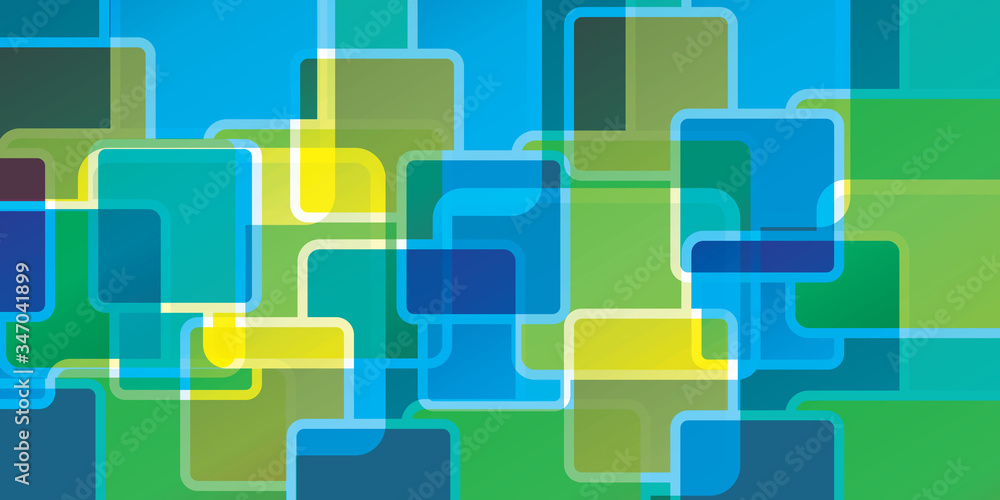 Blue and green abstract background with rounded rectangles with different transparency Blue and green abstract background with rounded rectangles with different transparency