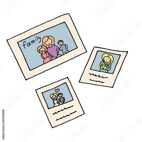 color vector isolated doodle element, family photos, memories