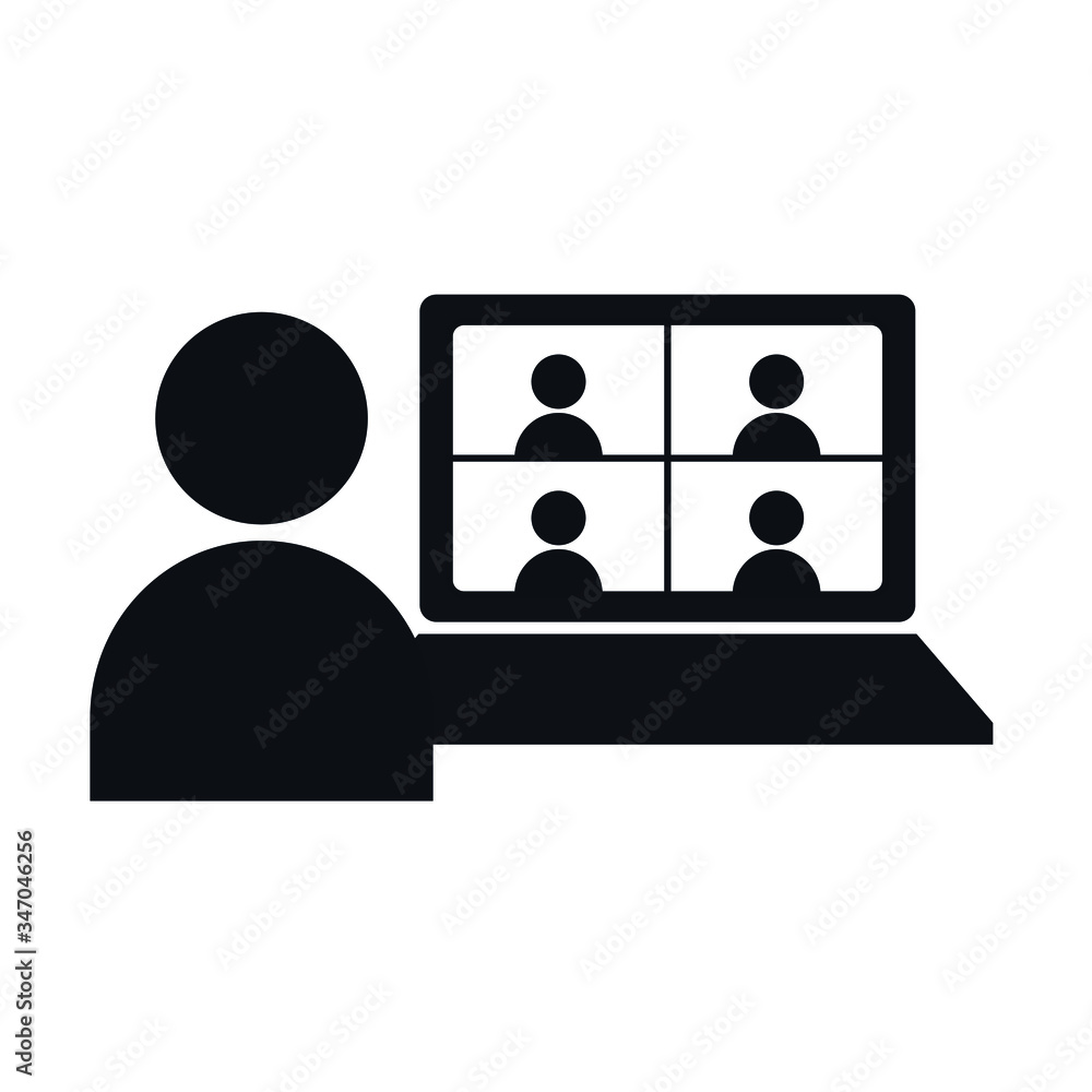 オンライン会議のアイコンイラスト Stock Vector Adobe Stock