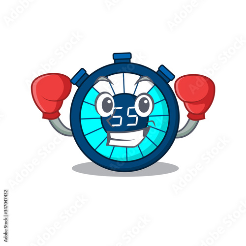 A sporty boxing athlete mascot design of hourglass with red boxing gloves