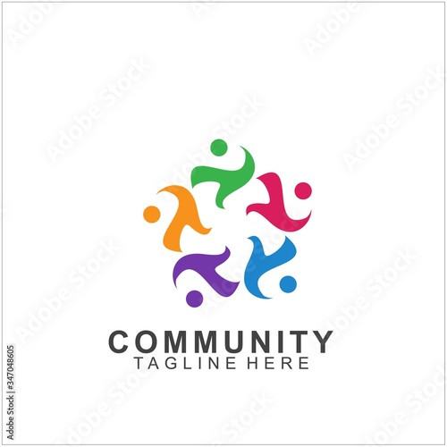 Team Work Logo Design. Social Network Family Friends icon