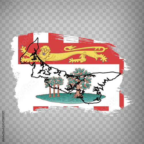 Flag of  Prince Edward Island from brush strokes. Blank map of  Prince Edward Island. Canada. High quality map and flag our web site design  logo  app  UI.  EPS10.