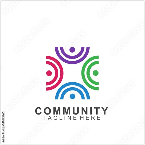 Team Work Logo Design. Social Network Family Friends icon