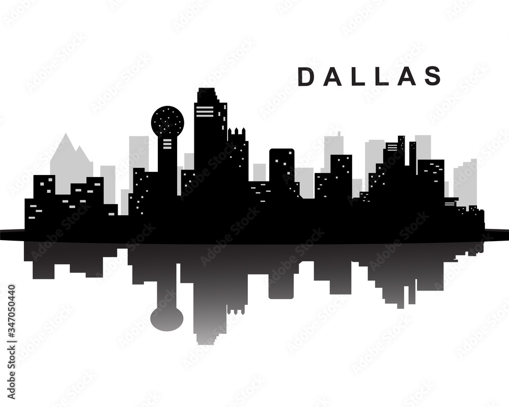 Dallas city skyline silhouette building background vector illustration
